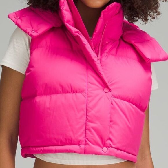 lululemon athletica Jackets & Blazers - LULULEMON WUNDER Puff SUPER CROPPED vest SONIC PINK SIZE 6 perfect cute nwt